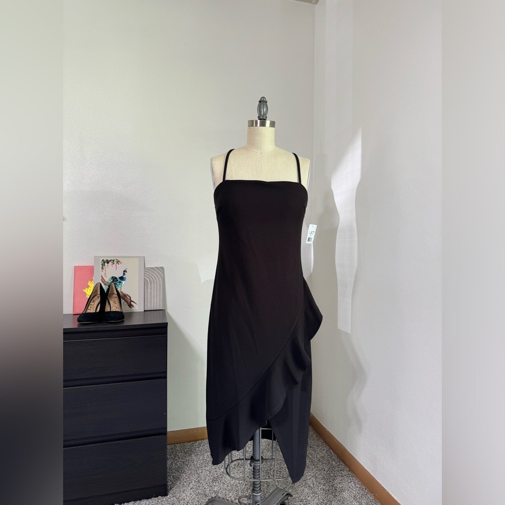 90s Black Dress with Ruffles Adjustable Straps Size XS 💲⬇️